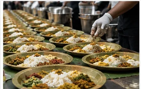 Natural leaf plates used for catering