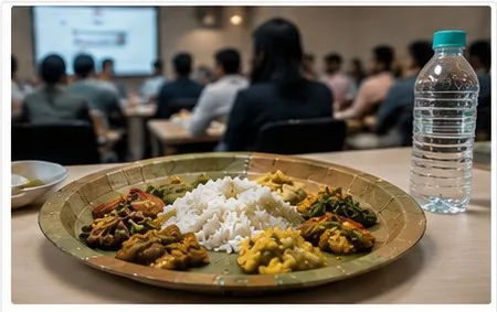 Natural leaf plates used for corporate events