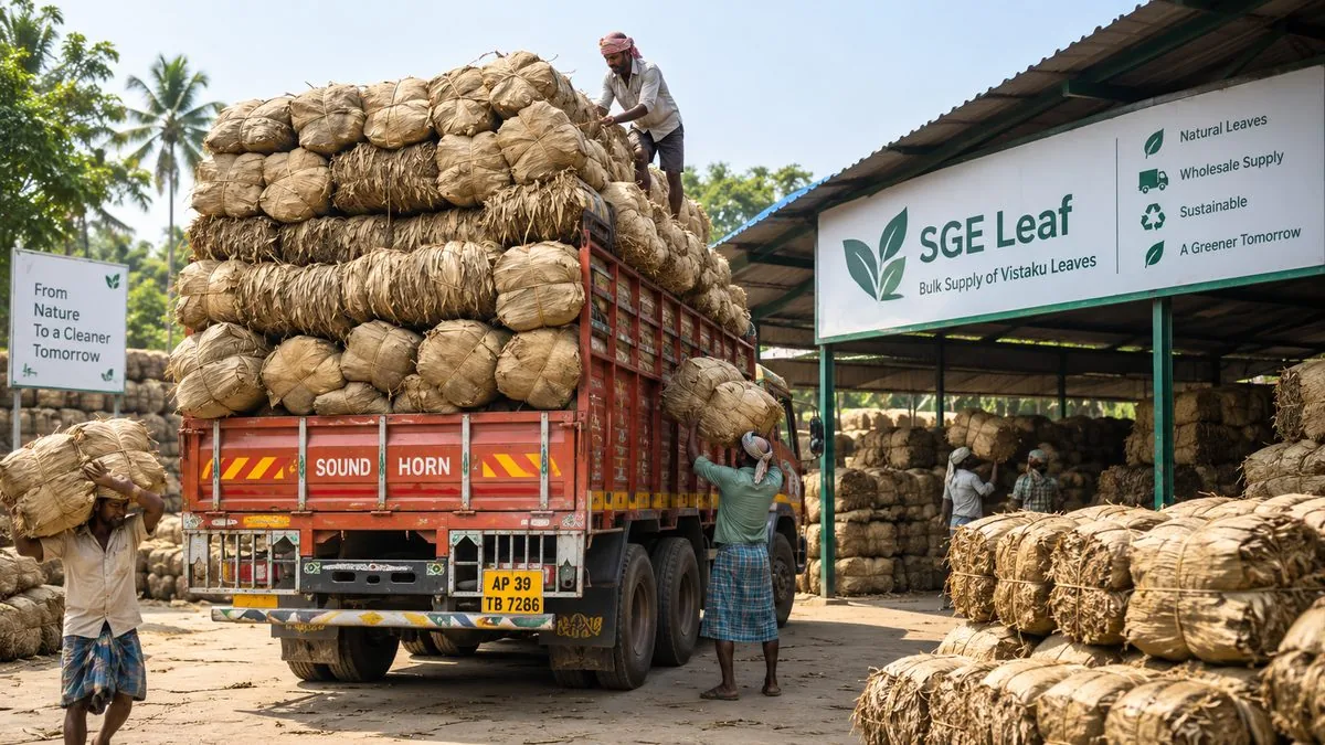 Bulk vistaku leaves loaded for supply by truck